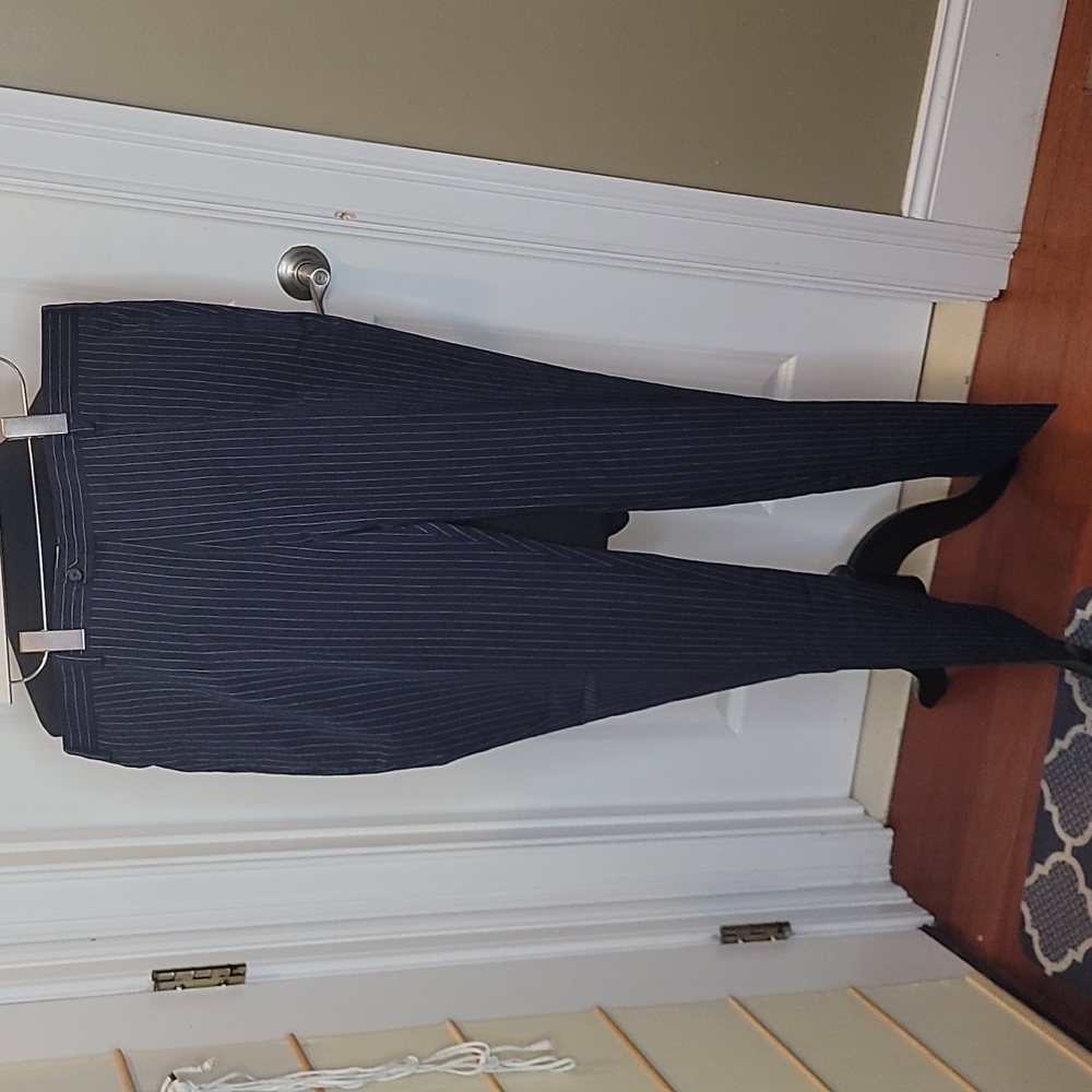 Navy white pinstripes